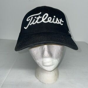 Titleist Golf Tour Performance FJ Footjoy Pro V1 FlexFit Hat Cap M/L Black White